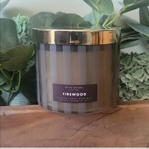 henri bendel Firewood Scented Candle in Gray with Gold Trim